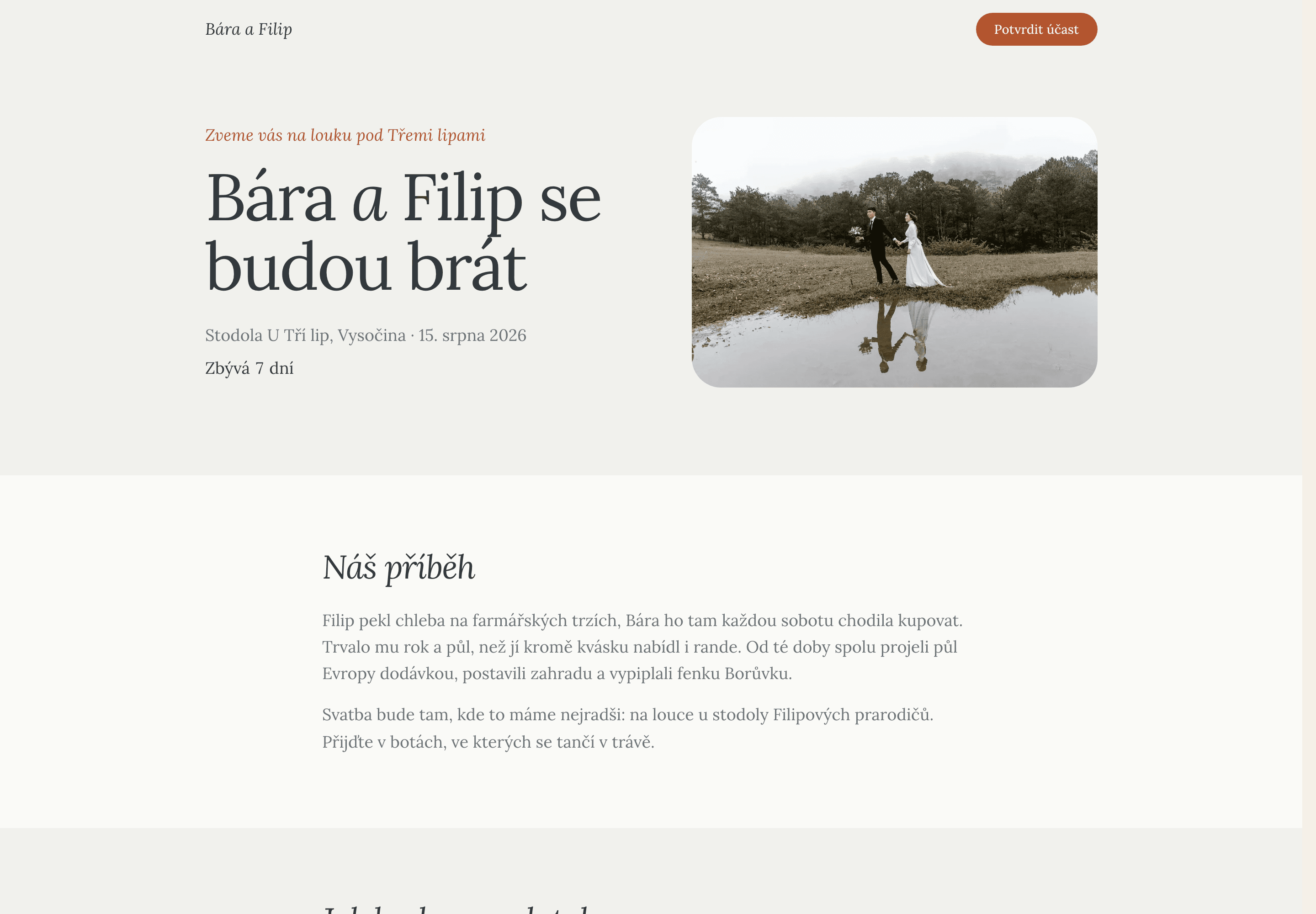 Svatební web Bára & Filip